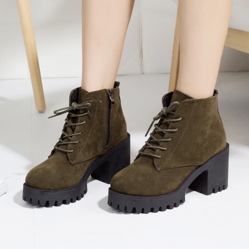 Autumn And Winter British Style Women's Shoes With Thick Heel Ankle Boots