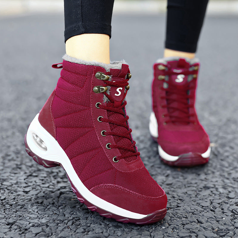 Autumn And Winter High-top Snow Boots Women's Wear-resistant Cotton Shoes Plus Velvet