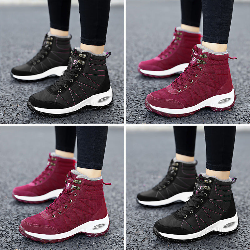 Autumn And Winter High-top Snow Boots Women's Wear-resistant Cotton Shoes Plus Velvet