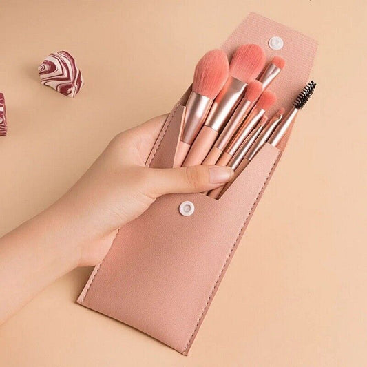 8PCS Makeup Brush Set Foundation Blush Eyeshadow Lip Brushes Make Up Bag Case UK