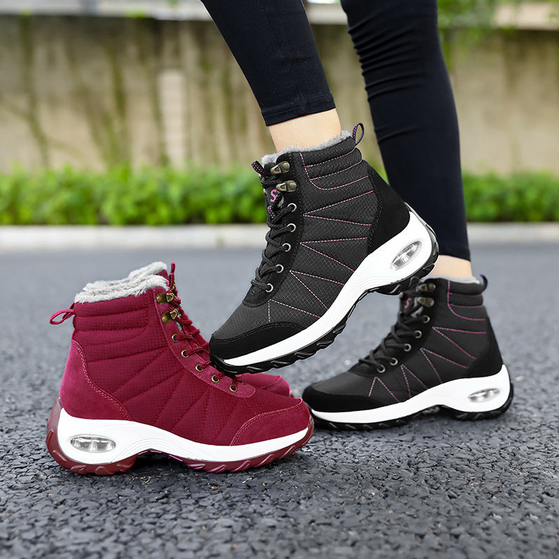 Autumn And Winter High-top Snow Boots Women's Wear-resistant Cotton Shoes Plus Velvet