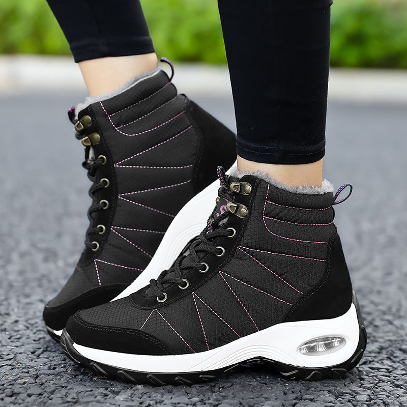 Autumn And Winter High-top Snow Boots Women's Wear-resistant Cotton Shoes Plus Velvet