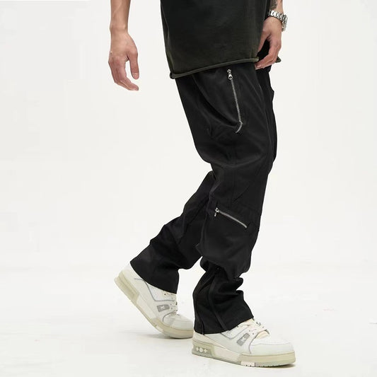 American Street Multi-pocket Cargo Pants Straight Ins Mechanical Style