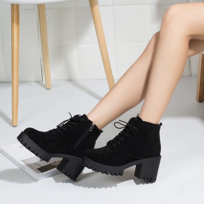 Autumn And Winter British Style Women's Shoes With Thick Heel Ankle Boots